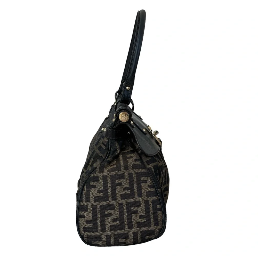 Authentic FENDI Medium Zucca Monogram Canvas Magic Bag in Brown Tobacco Color - Picture 4 of 11